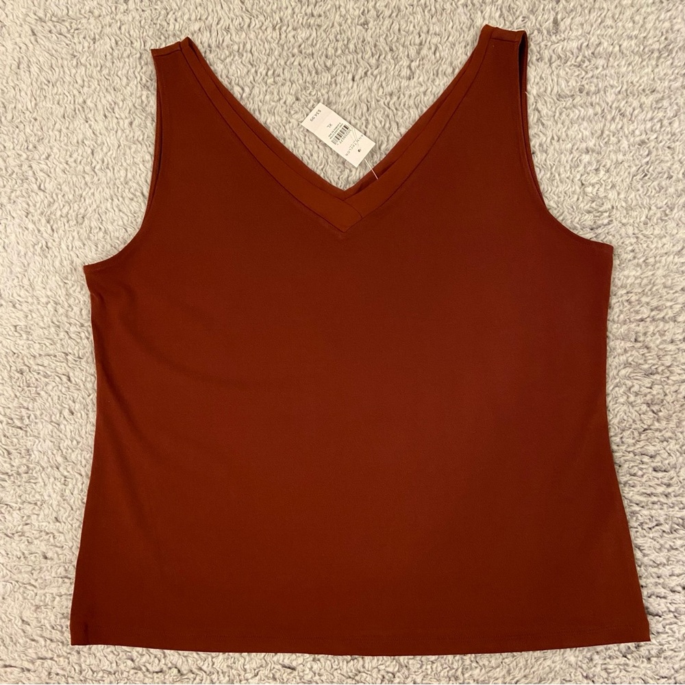 Ann Taylor Double V-Neck Tank Sheer Trim Size XL